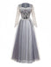 Grau 1930er Halloween Geisterbraut Netz Kleid