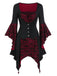 Weinrot & Schwarz 1940er Gothic Skelett Schädel Spitze Taste Kleid