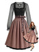 Schwarz-braunes Oktoberfest Dirndl-Set mit Leopardschürze