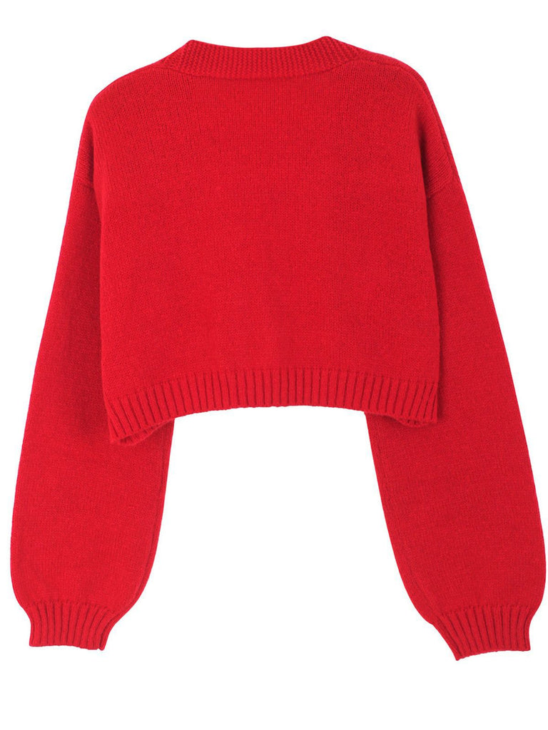 Braun 1960er Weihnachten Lebkuchenmann Kurz Cardigan