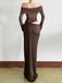 Schwarz 1980er Solide Schulterfrei Netz Cut-Out Durchsichtig Kleid