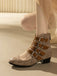 Runde Spitze Niedrig Blockabsatz Cut-Out Stiefel