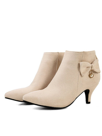 Beige spitze Stiefeletten in Wildlederoptik mit Stilettoabsatz