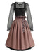 Schwarz-braunes Oktoberfest Dirndl-Set mit Leopardschürze