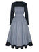 Schwarz 1950er Sound Of Music Maria Streifen Kleid