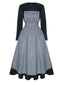 Schwarz 1950er Sound Of Music Maria Streifen Kleid