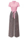 [Vorverkauf] Rosa 1930er Plaid Schlüssellochhals Jumpsuit