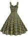 1950er Slip V-Ausschnitt Plaid Swing Kleid