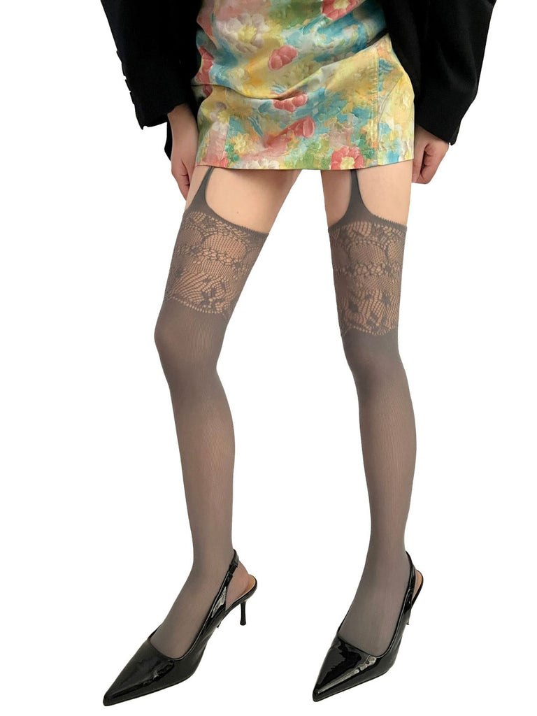 Vintage Spitze Solide Strapsstrumpfhose
