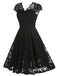 1950er Solide V-Ausschnitt Ärmellos Spitze Kleid