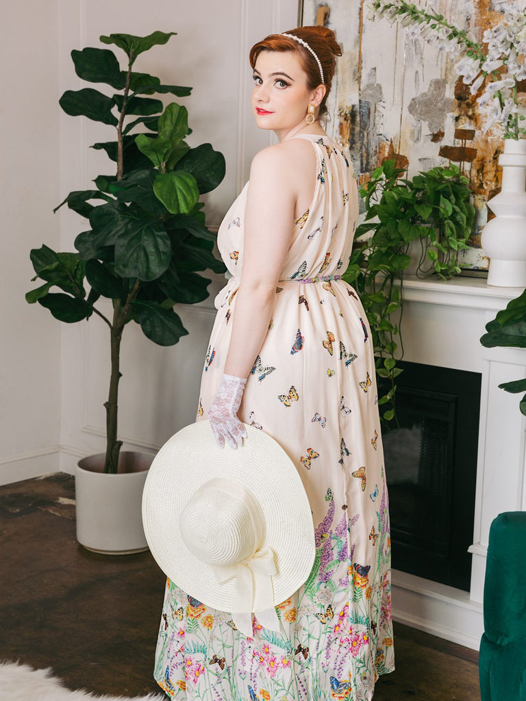 BLUMEN SCHMETTERLINGS MAXIKLEID