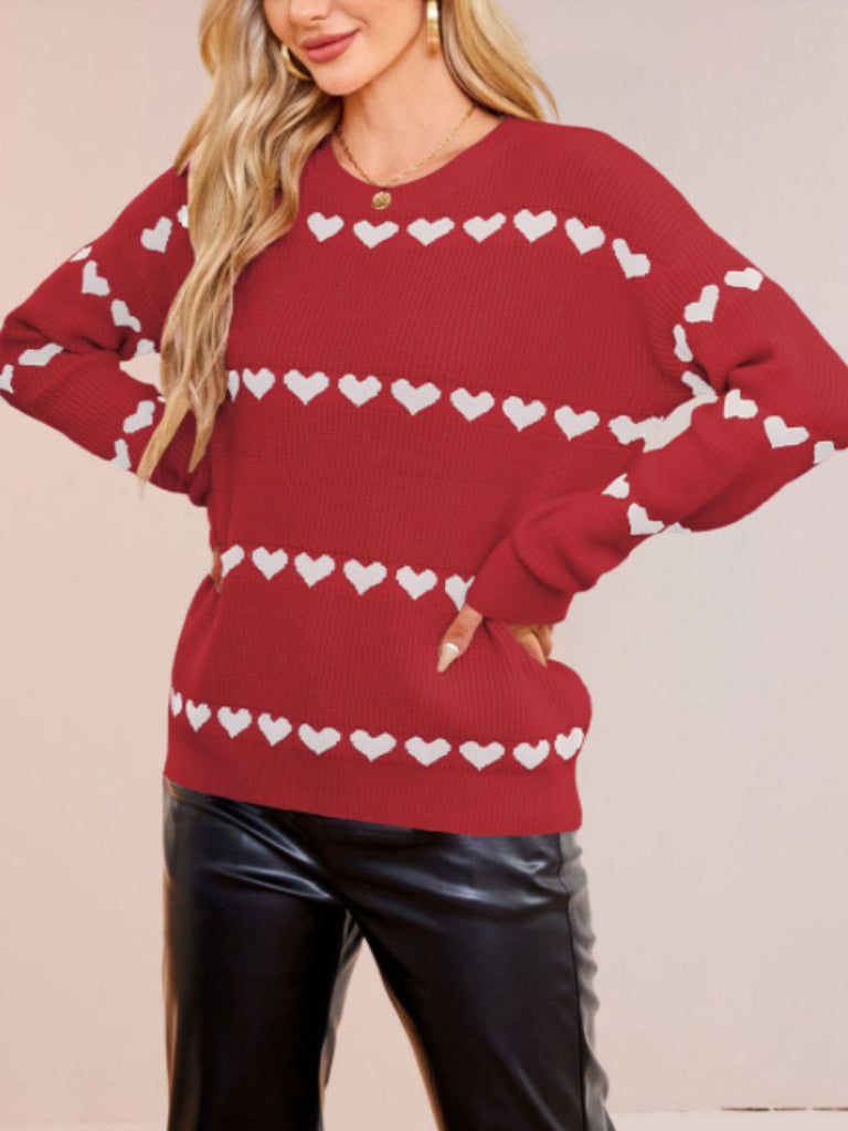 1940er Valentinstag Herz Gestrickt Pullover