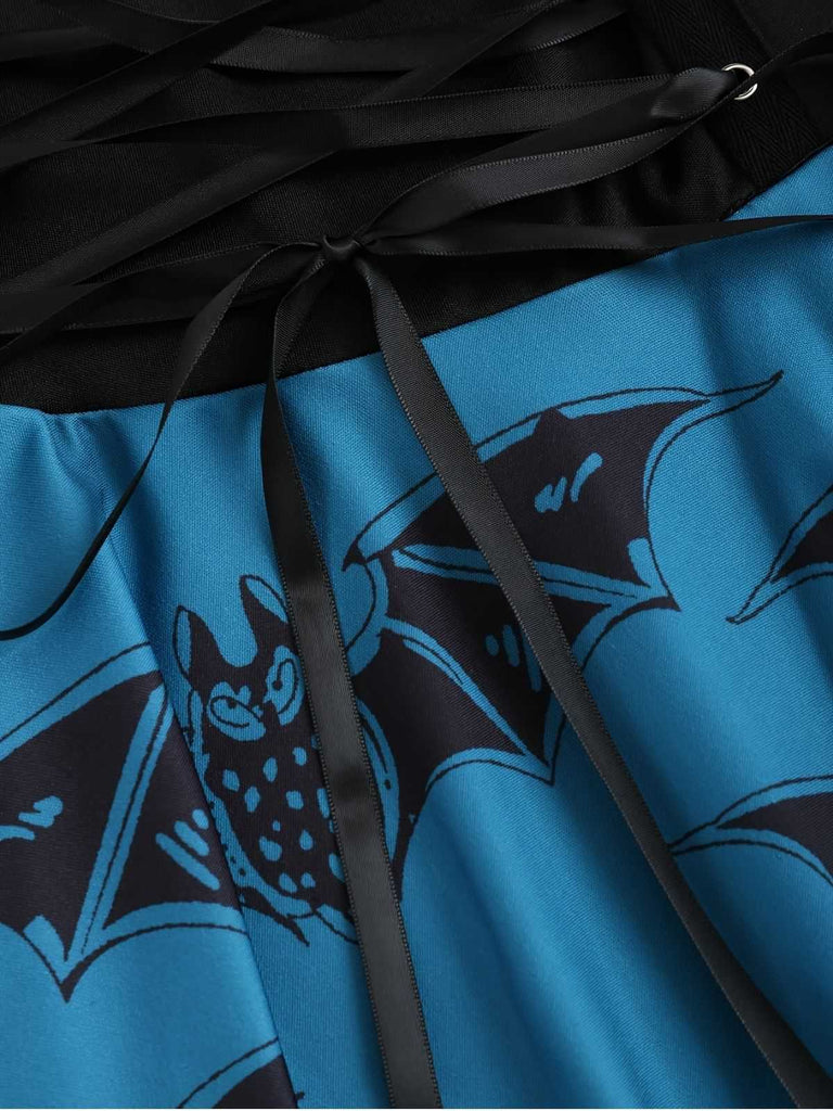 [Übergröße] Dunkelblau 1950er Halloween Schläger Schnürung Kleid