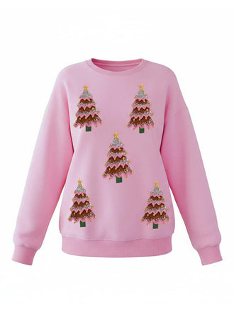 1980er Weihnachtsbaum Paillette Pullover