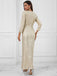 Beige 1920er V-Ausschnitt Pailletten Schlitz Kleid