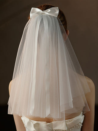 Weiß Vintage Bogen Hochzeit Brautschleier