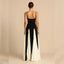Schwarz & Weiß 1930er Solide Patchwork Maxi Kleid