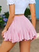 1980er Chiffon Rüschen Solide Mini Skirt
