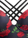Schwarz 1980er Träger Roses Gothic Bikini Set