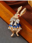 Gold-Tone Strasssteine Kaninchen Brosche