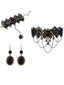 Schwarzes Vintage Spitze Kristall Gothic Schmuckset