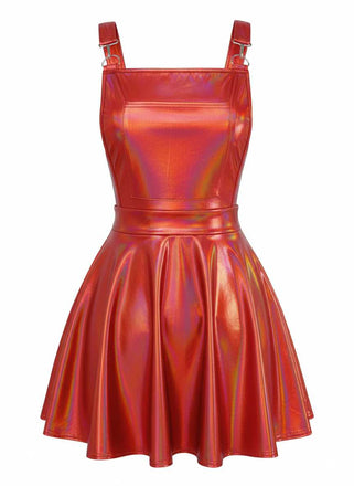 1970er Metallisch Holographic Suspender Kleid