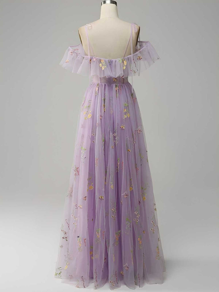 1970er Slip Blumen Besticktes Netz Schlitz Kleid