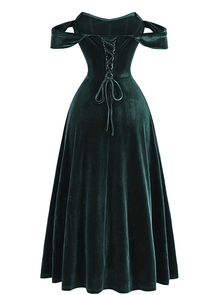 Weinrot 1930er Samt Korsett Formal Kleid