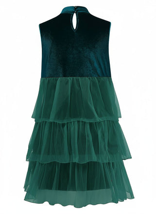 Grün 1960er Netz Bogen Weihnachten Baum Kleid