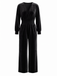 50er Samt-Jumpsuit mit V-Ausschnitt und Smok