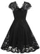 1950er Solide V-Ausschnitt Ärmellos Spitze Kleid