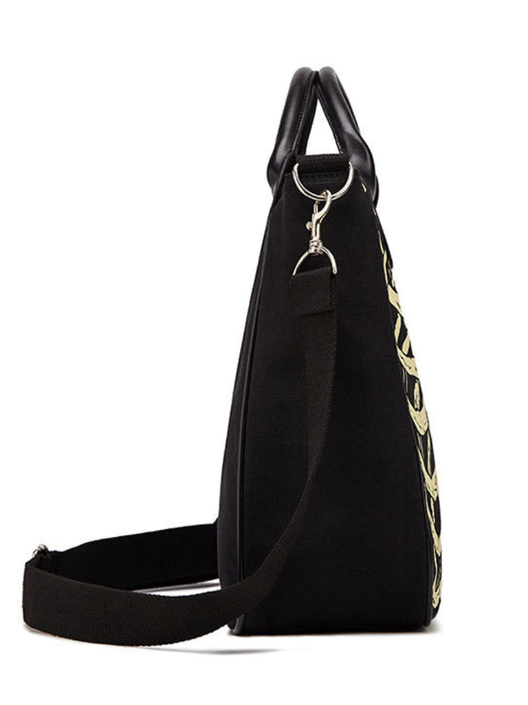 Vintage Schwarz Skelett Canvas Handtasche