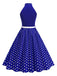 1950er Bogen Binde-Hals Polka Punkte Gürtel Kleid