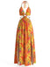 30er Maxikleid mit Neckholder und Blumen