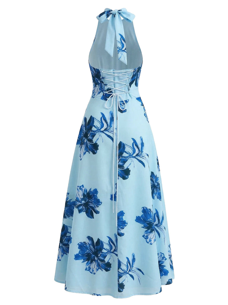 Geblümtes Kleid mit V-Ausschnitt aus den 1930er Jahren – Vintage-Kleid, Retro-Mode