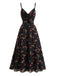 Lila 1930er Blumen V-Ausschnitt Boho Slip Kleid