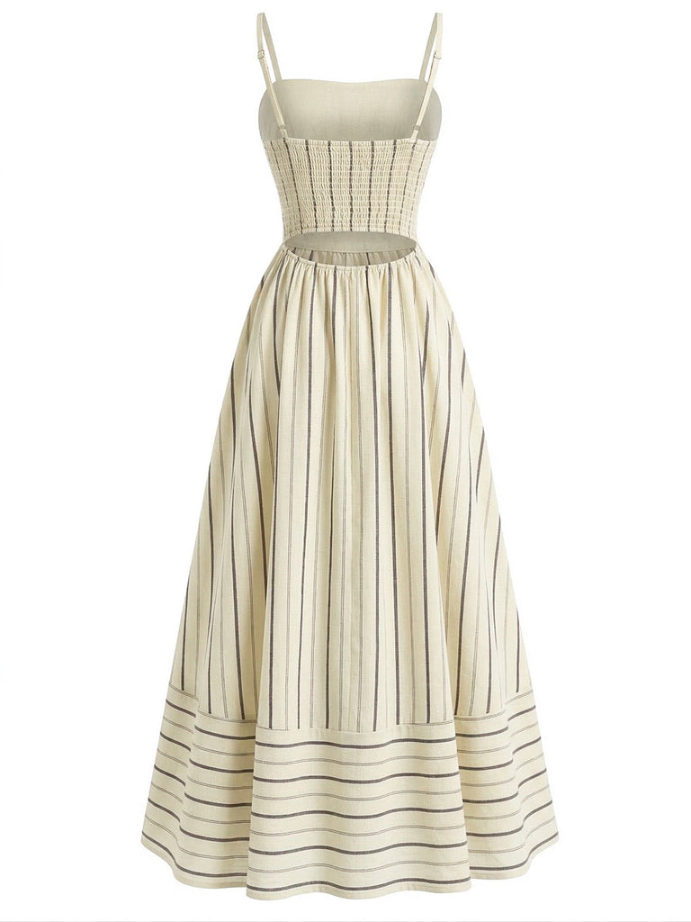 Gestreiftes Spaghettiträgerkleid aus den 1930er Jahren – Vintage-Kleid, Retro-Mode, Rockabilly