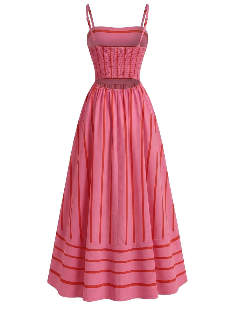 Gestreiftes Spaghettiträgerkleid aus den 1930er Jahren – Vintage-Kleid, Retro-Mode, Rockabilly