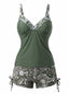 Grünes 70er Boho-Tankini-Set mit Paisley-Print und V-Ausschnitt