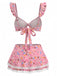 40er Bikini-Set mit Ditsy-Blumen und Rüschen