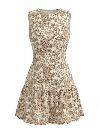 50er Ärmelloses Kleid mit Ditsy-Blumen und A-Linie