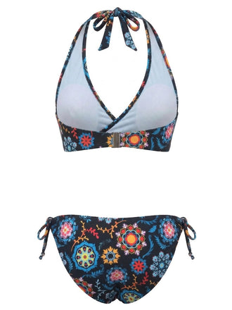 1940er Blumen Drucken Halfter Bikini-Set