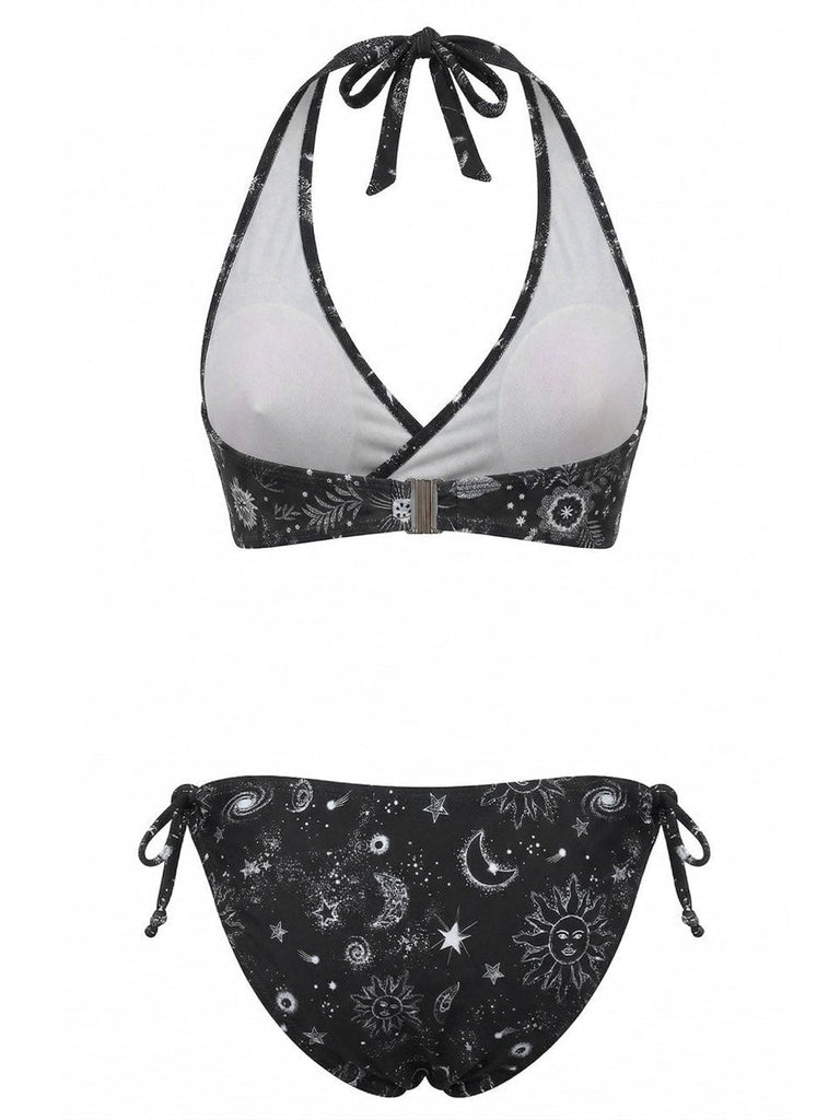 1940er Blumen Drucken Halfter Bikini-Set