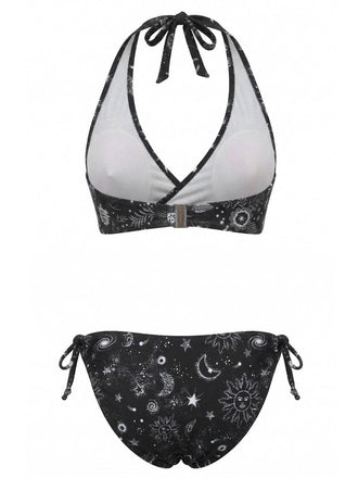 1940er Blumen Drucken Halfter Bikini-Set