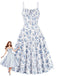 40er Ärmelloses Swingkleid mit Spaghettiträger und Blumen