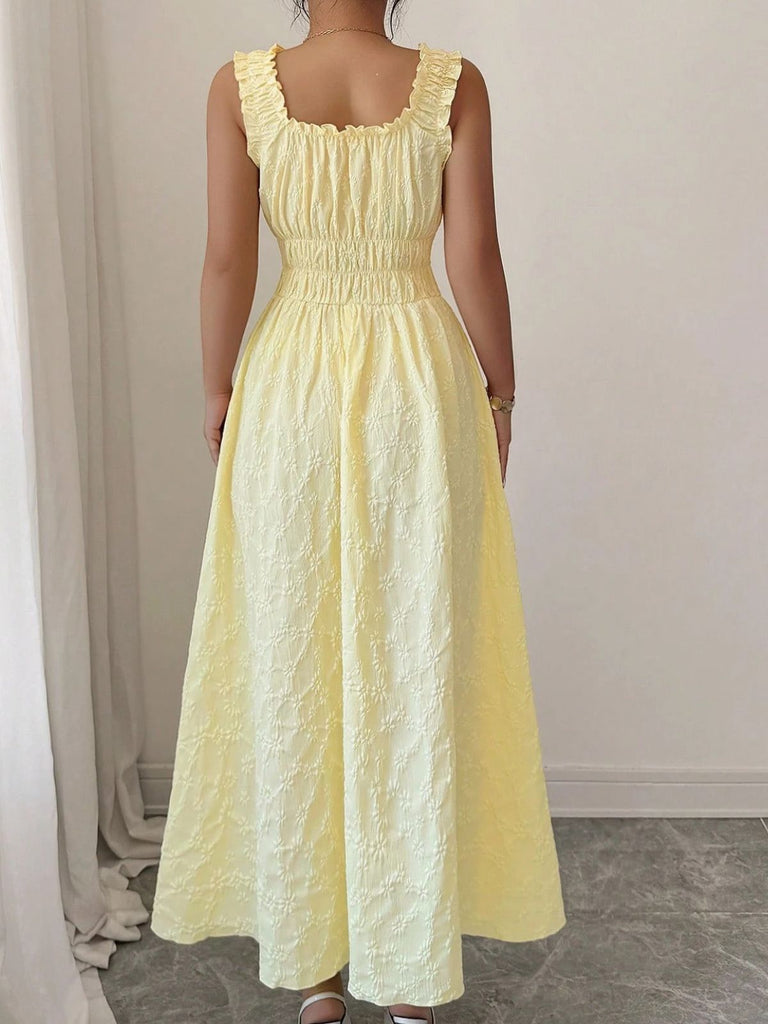 40er Kleid mit Eckiger Ausschnitt und Rüschen