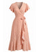 Orange 40er Meerjungfrauenkleid mit Ditsy-Blumen und V-Ausschnitt