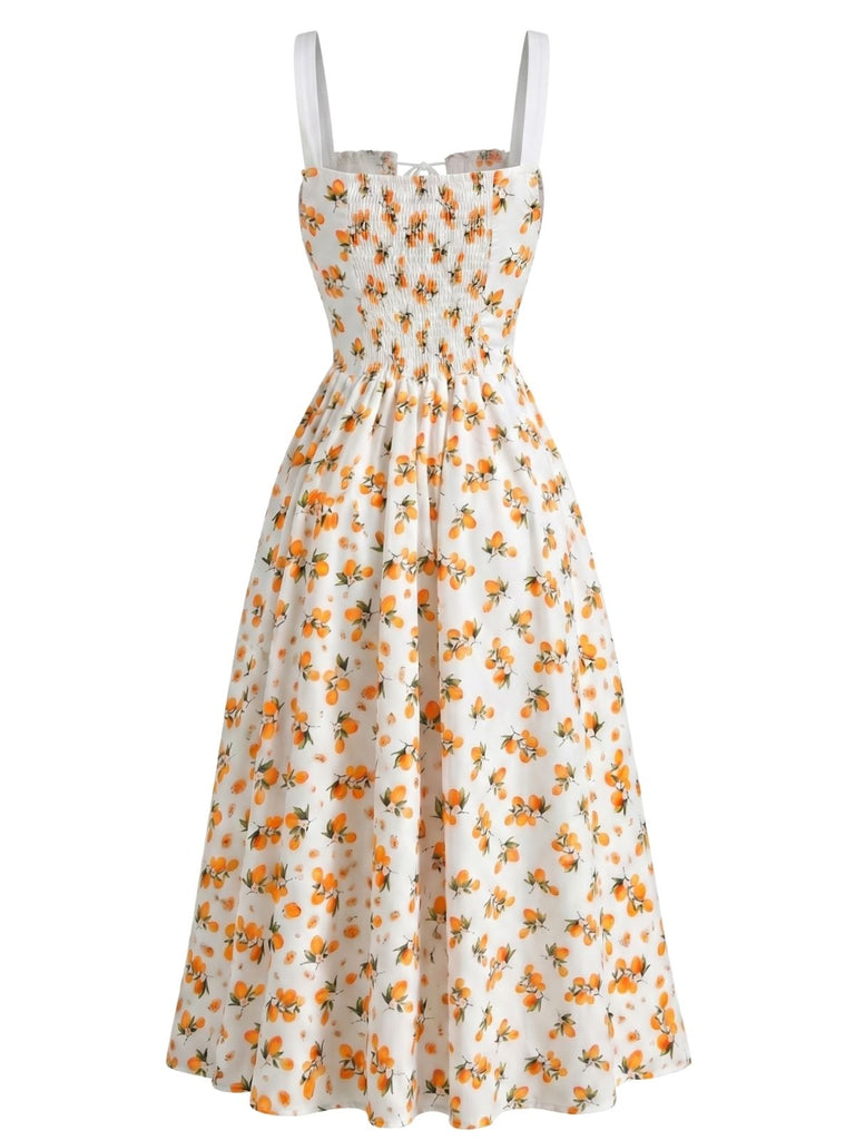 40er Midikleid mit Blumen und Vorderbindung