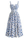 40er Midikleid mit Blumen und Vorderbindung