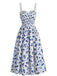 40er Midikleid mit Blumen und Vorderbindung
